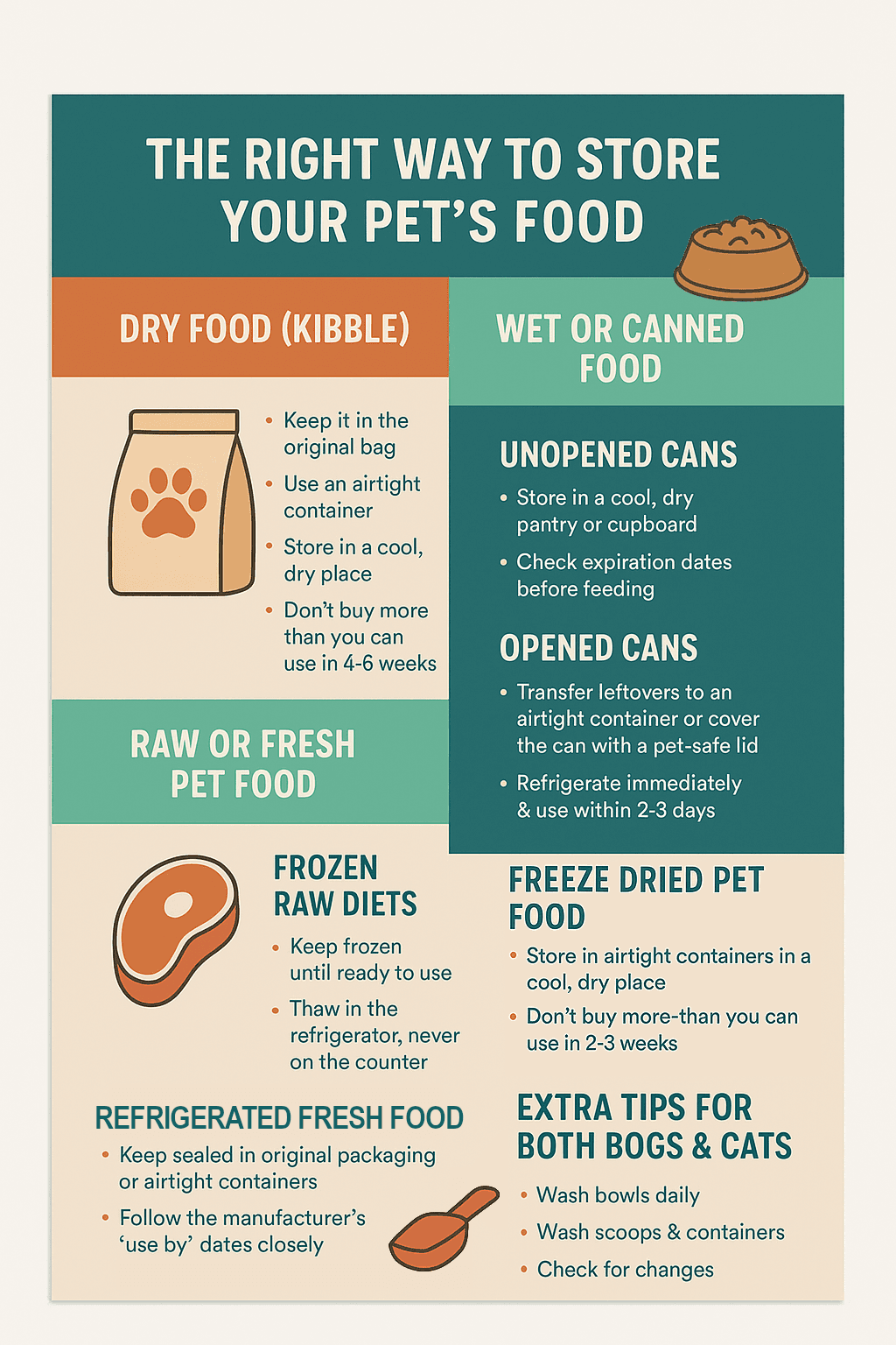 One pager on how to store different types of food