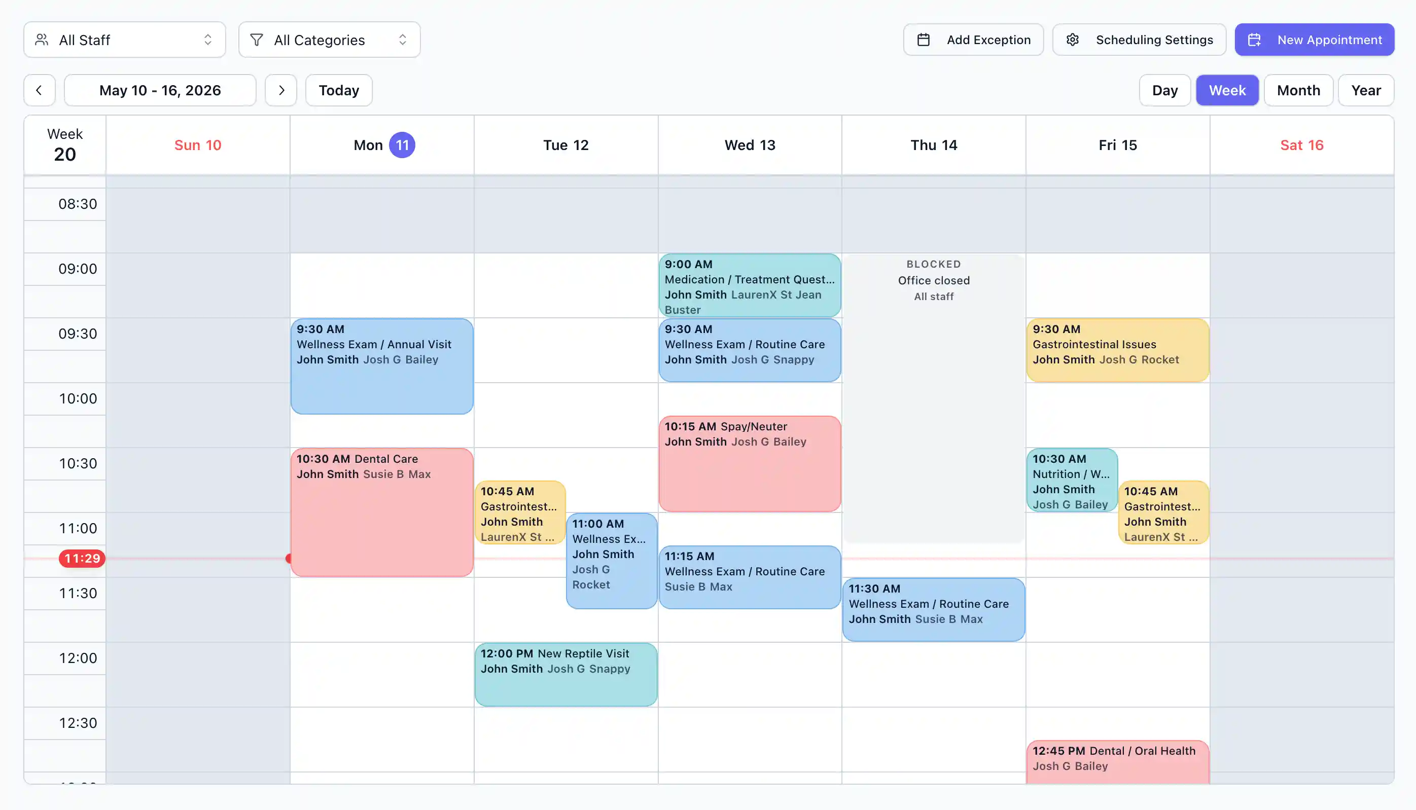 Care Connect schedule view showing clinic visit flow